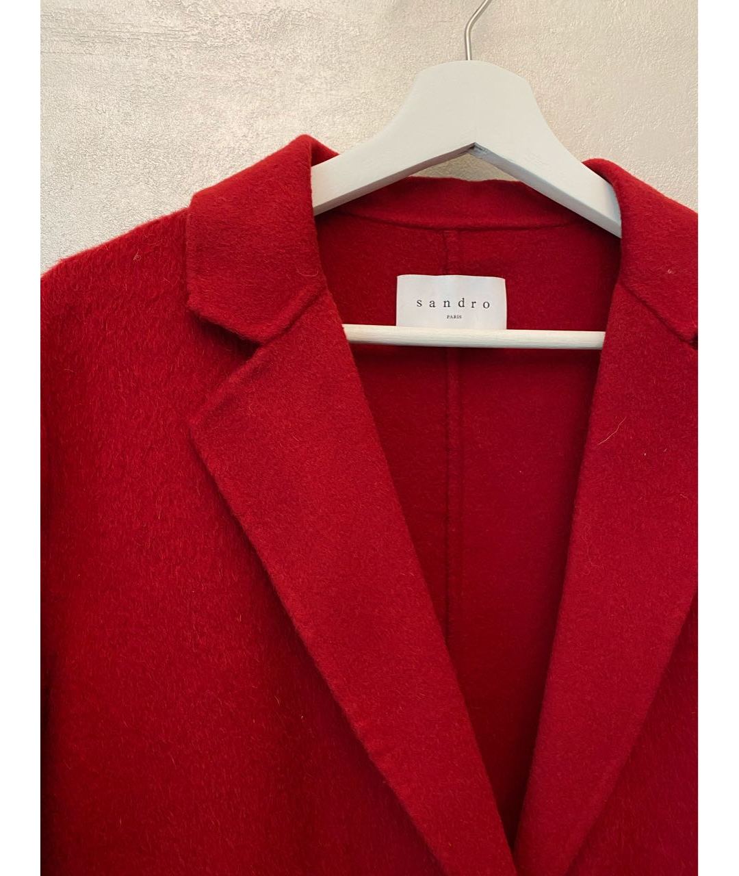 SANDRO Бордовое шерстяное пальто, фото 2