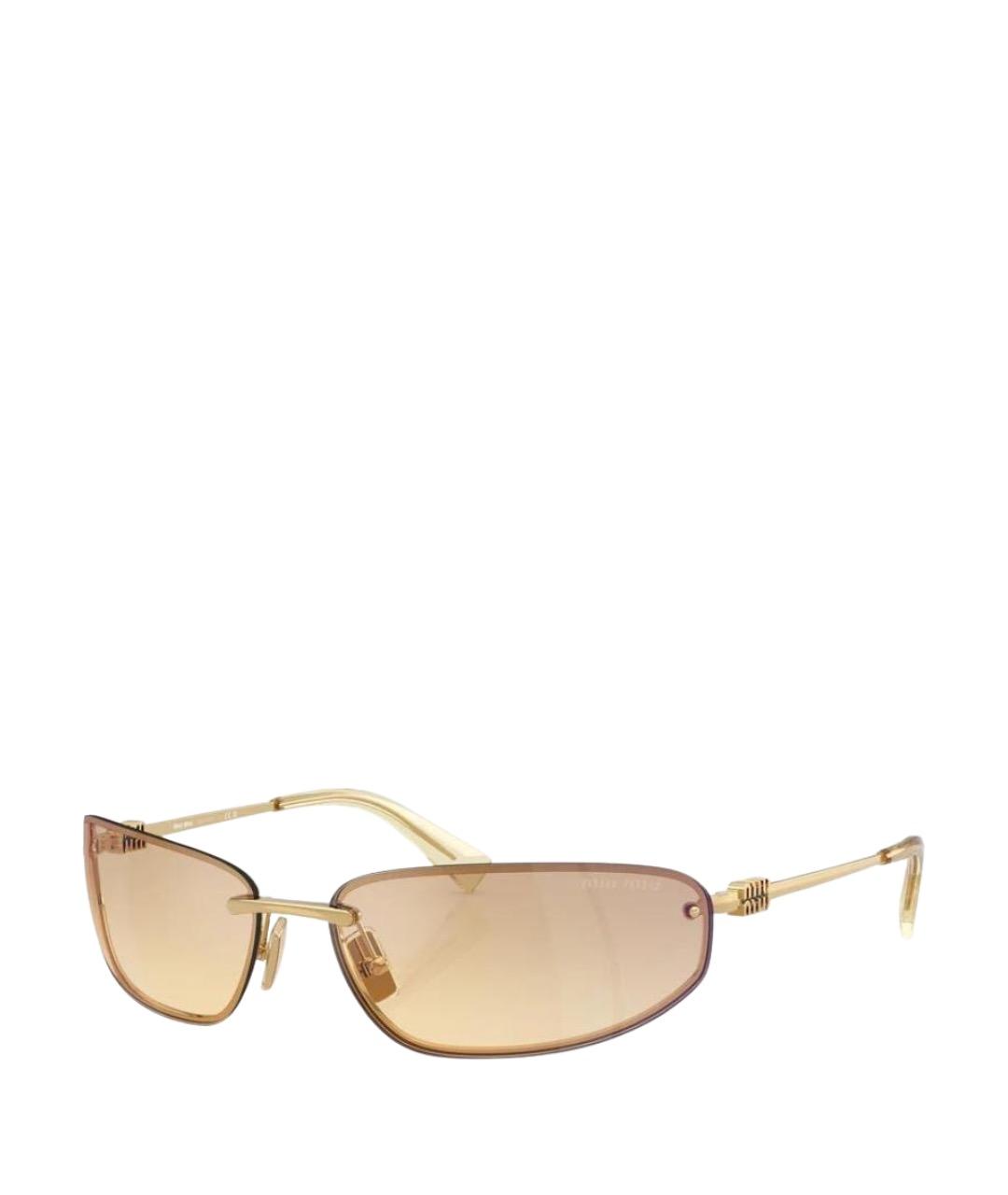 MIU MIU Золотые металлические солнцезащитные очки, фото 1