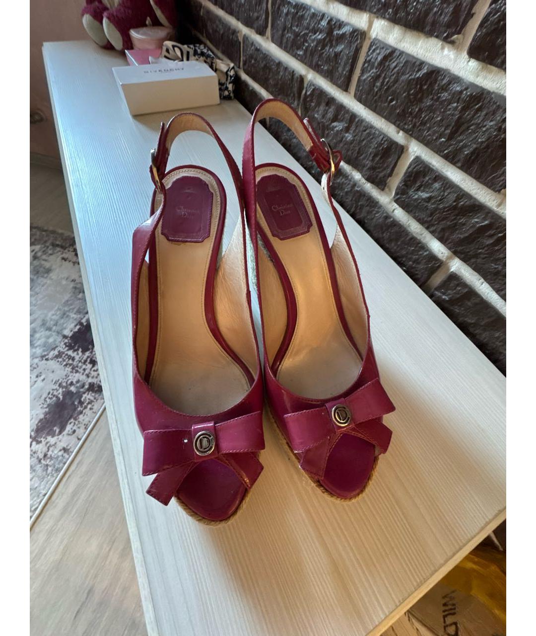 CHRISTIAN DIOR Фуксия нубуковые сабо, фото 2