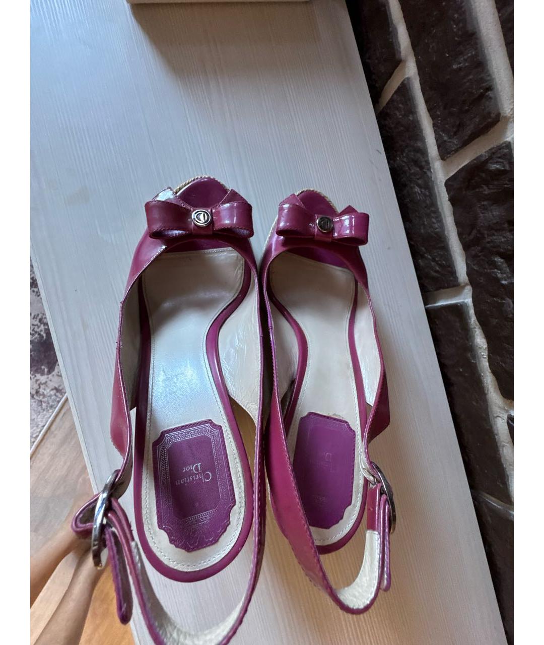 CHRISTIAN DIOR Фуксия нубуковые сабо, фото 3