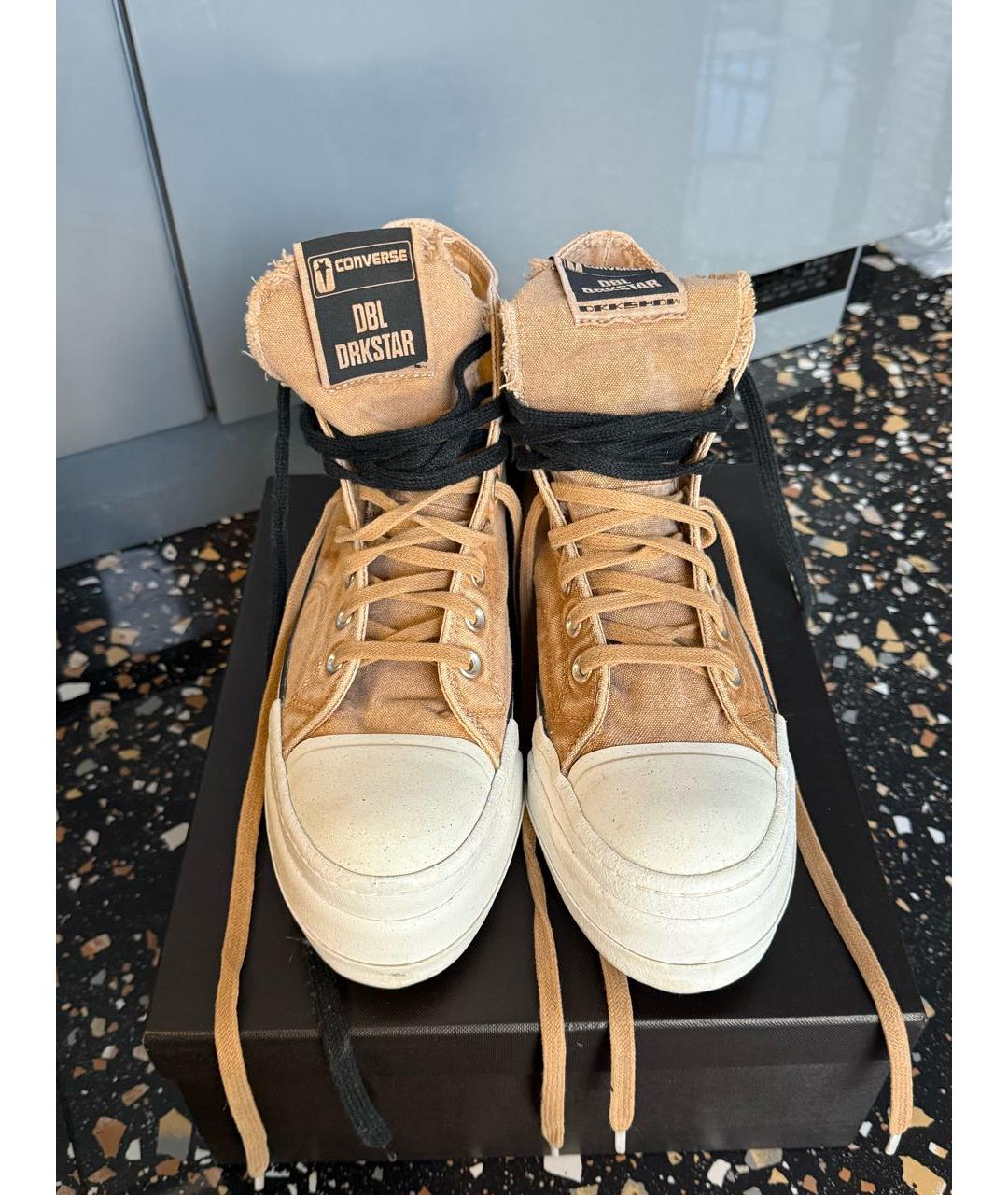 RICK OWENS Горчичные текстильные кеды, фото 2