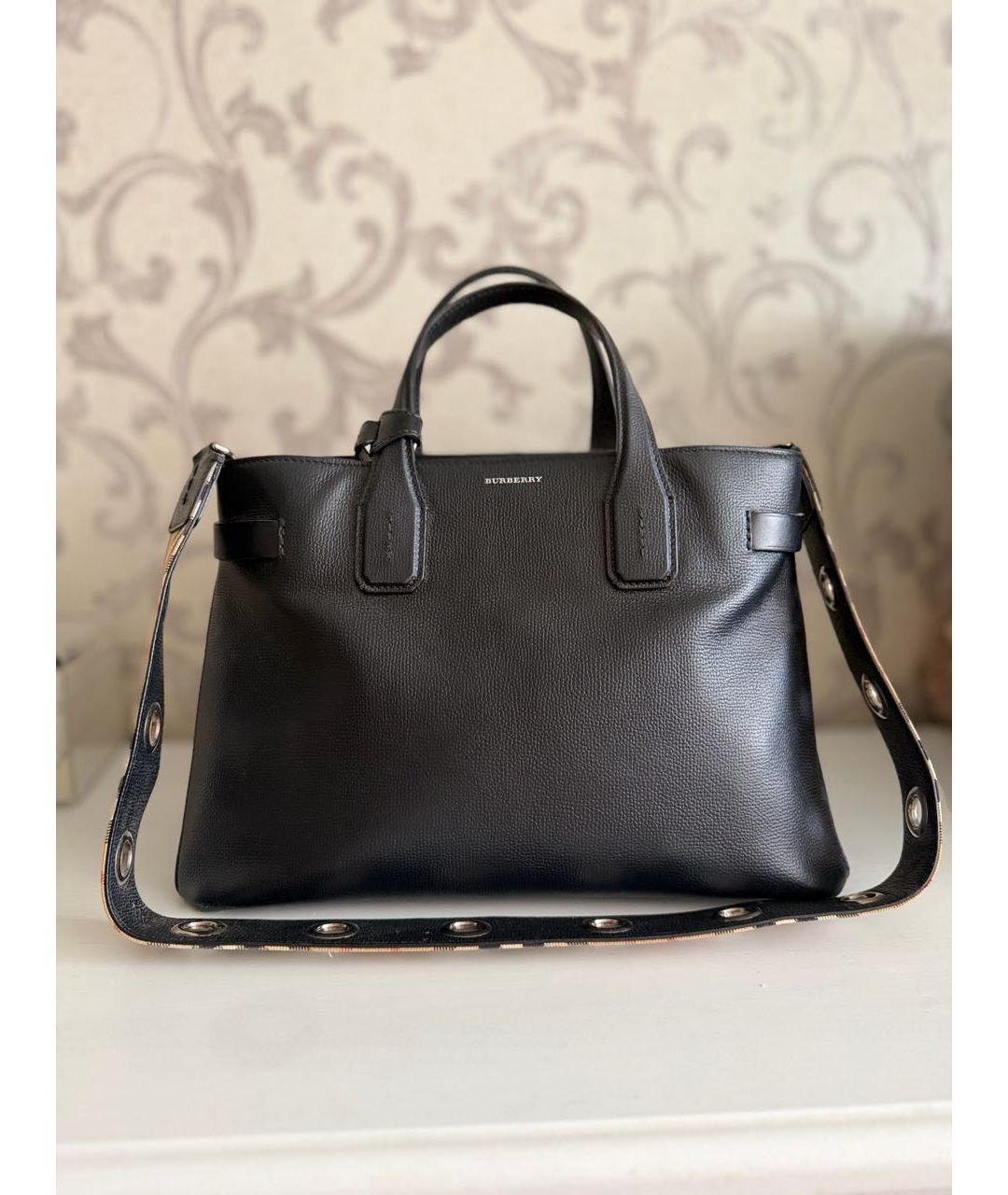 BURBERRY Черная кожаная сумка с короткими ручками, фото 9