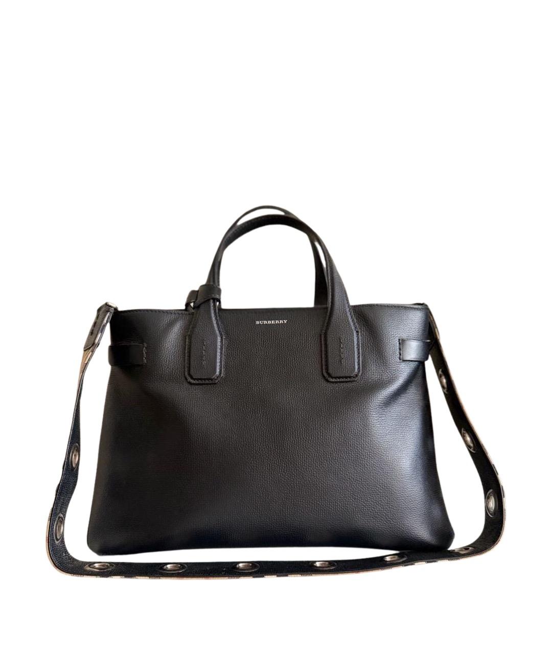 BURBERRY Черная кожаная сумка с короткими ручками, фото 1
