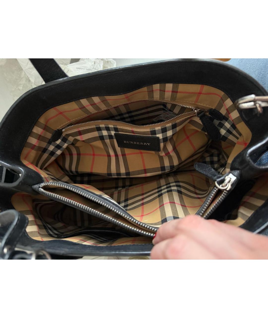 BURBERRY Черная кожаная сумка с короткими ручками, фото 4