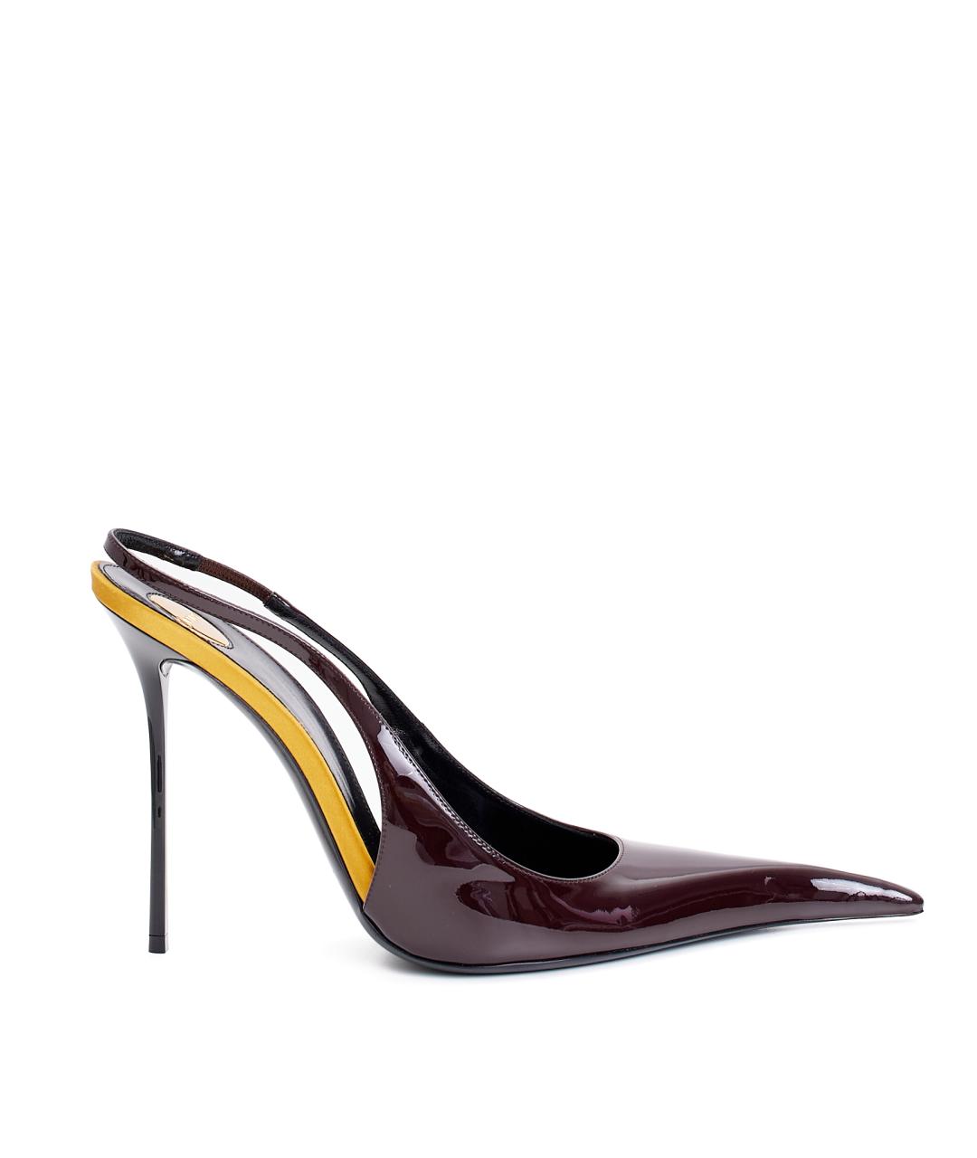 SAINT LAURENT Бордовые кожаные туфли, фото 6