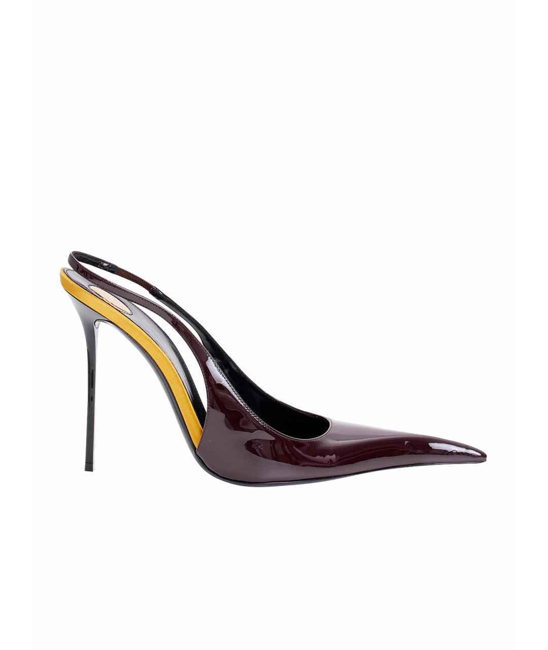 SAINT LAURENT Бордовые кожаные туфли, фото 1