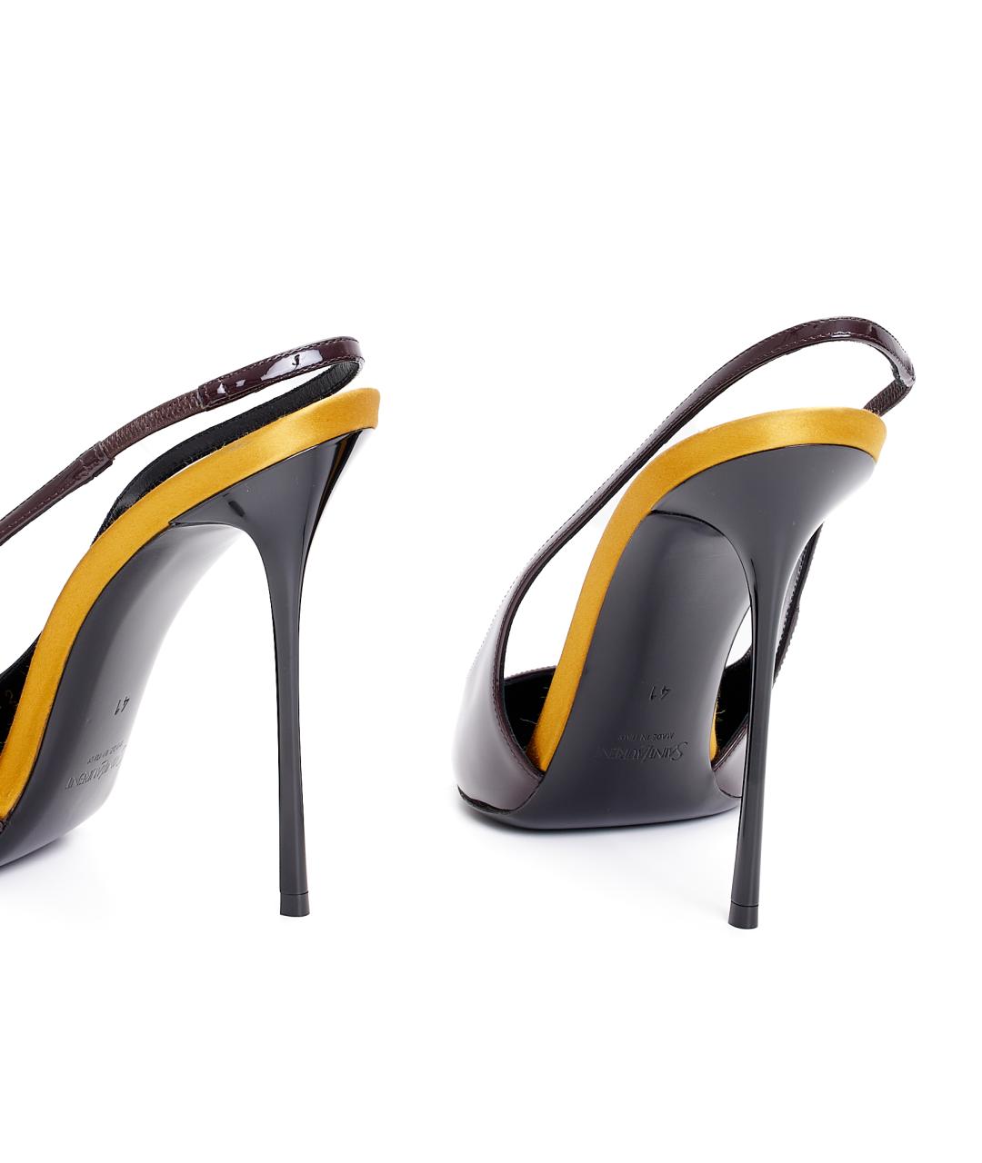 SAINT LAURENT Бордовые кожаные туфли, фото 4