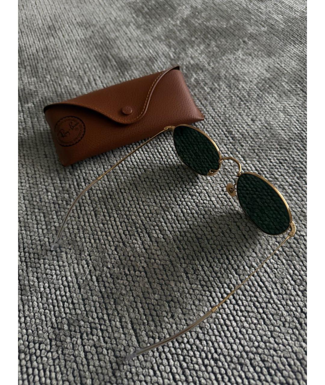 RAY BAN Золотые металлические солнцезащитные очки, фото 3