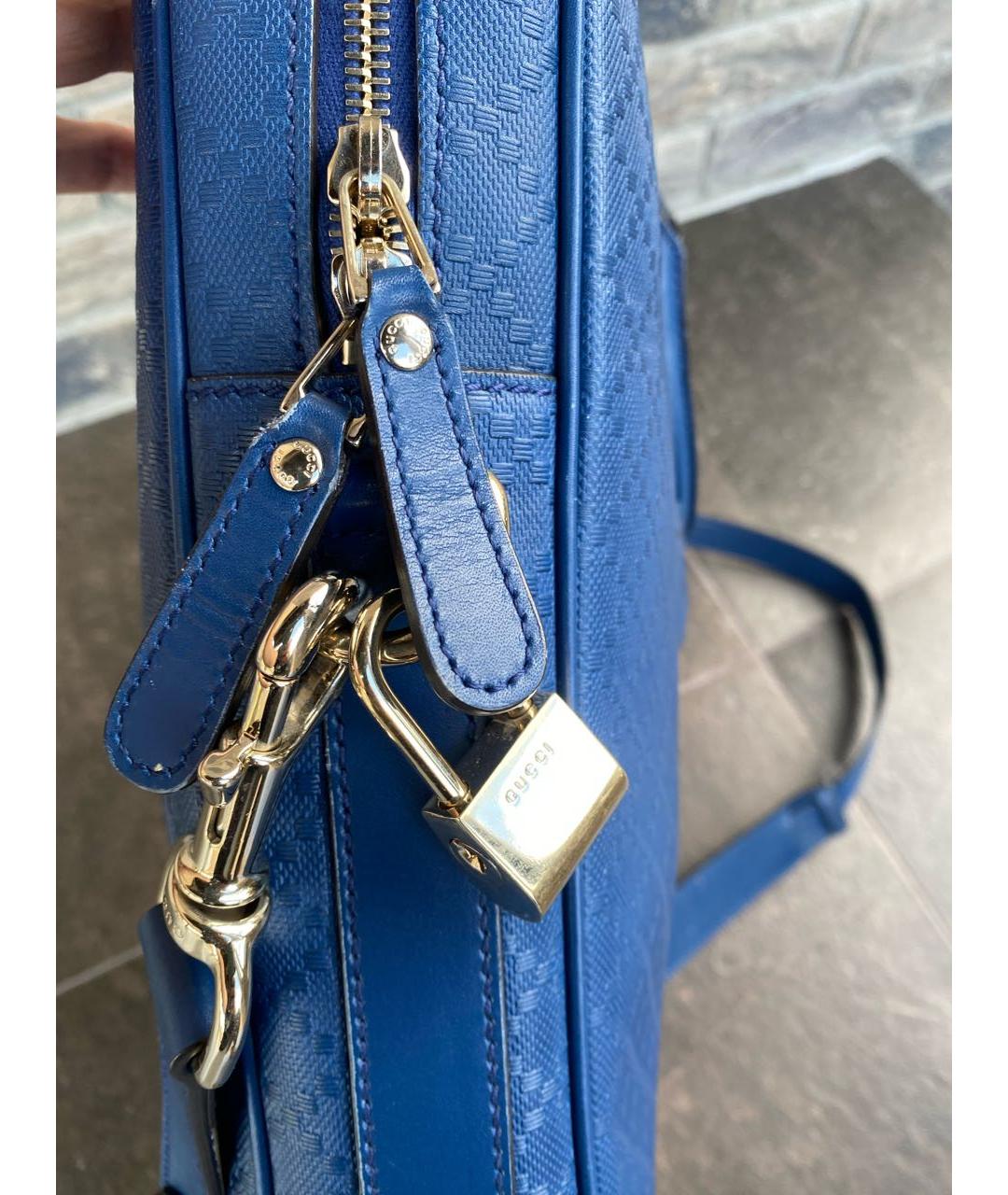 GUCCI Темно-синяя кожаная сумка с короткими ручками, фото 2