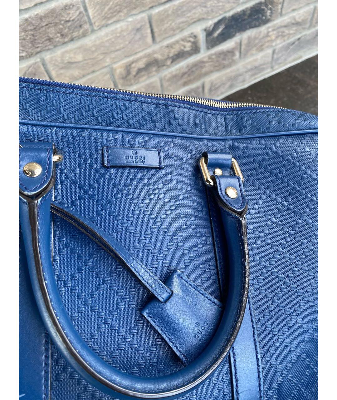 GUCCI Темно-синяя кожаная сумка с короткими ручками, фото 3