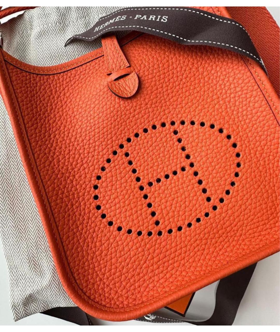 HERMES Оранжевая кожаная сумка через плечо, фото 3