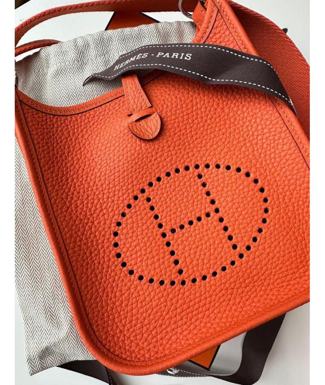 HERMES Оранжевая кожаная сумка через плечо, фото 2