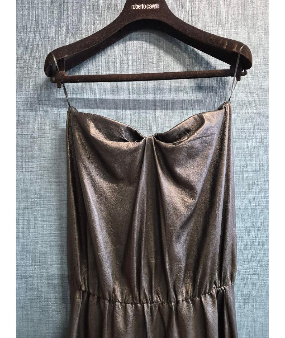 BOTTEGA VENETA Черное кожаное вечернее платье, фото 4