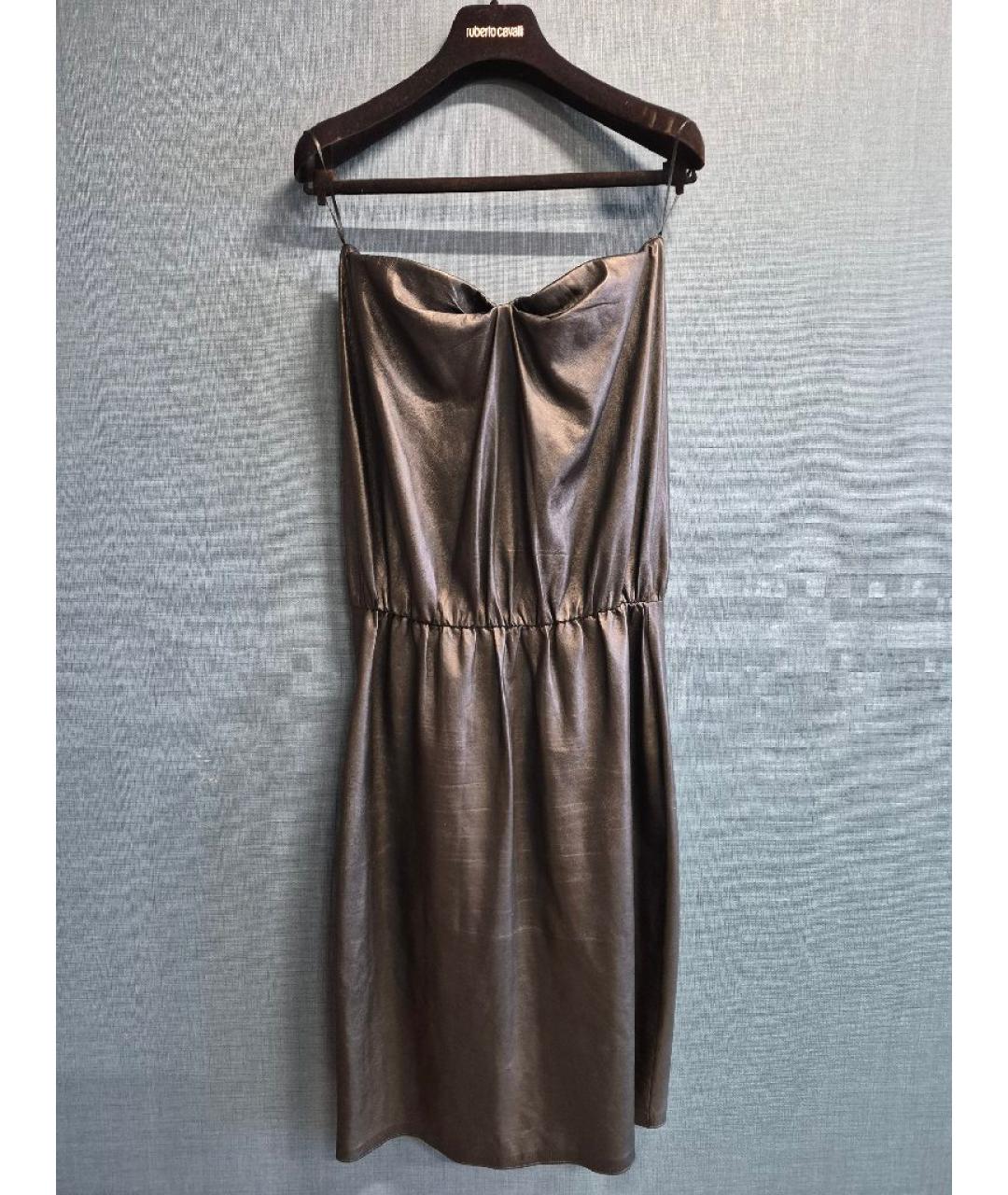 BOTTEGA VENETA Черное кожаное вечернее платье, фото 8