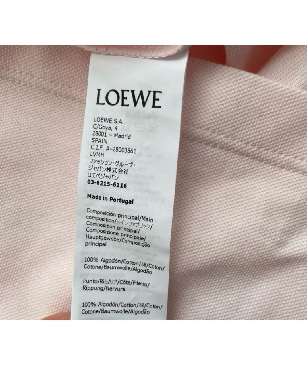 LOEWE Розовая хлопковая футболка, фото 5