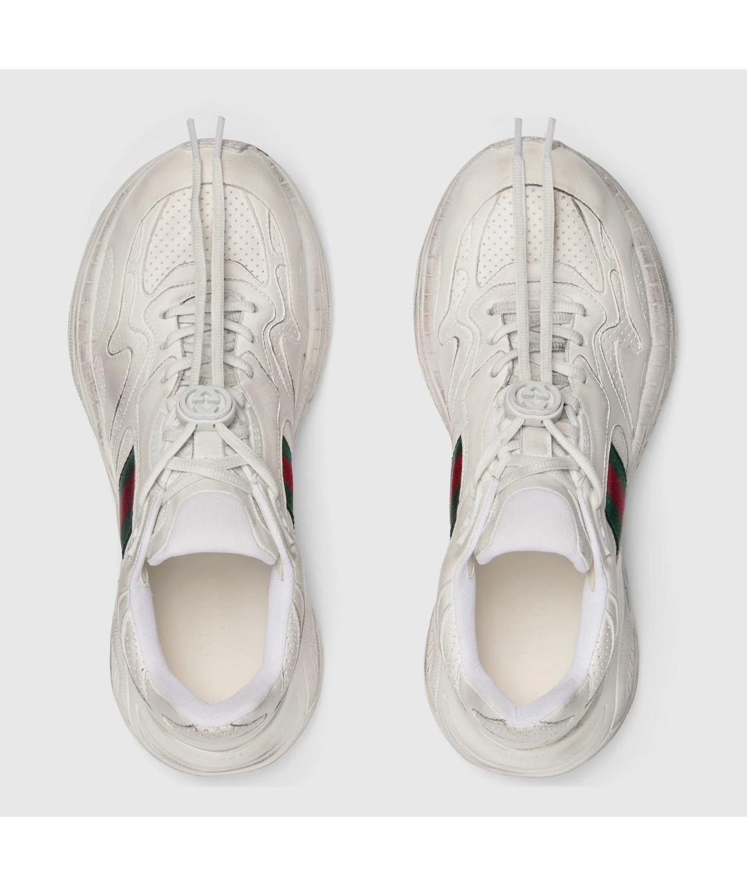 GUCCI Белые кожаные низкие кроссовки / кеды, фото 5