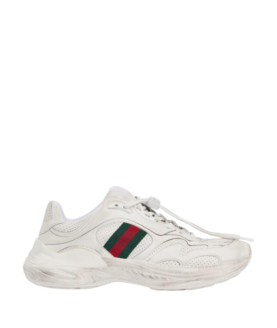 GUCCI Белые кожаные низкие кроссовки / кеды, фото 1