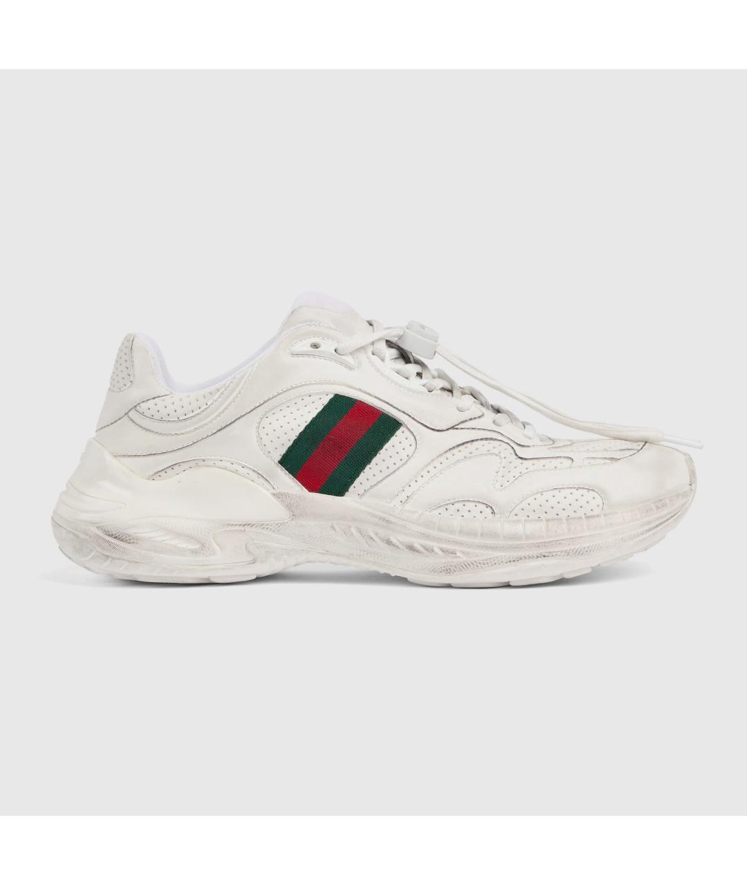 GUCCI Белые кожаные низкие кроссовки / кеды, фото 6