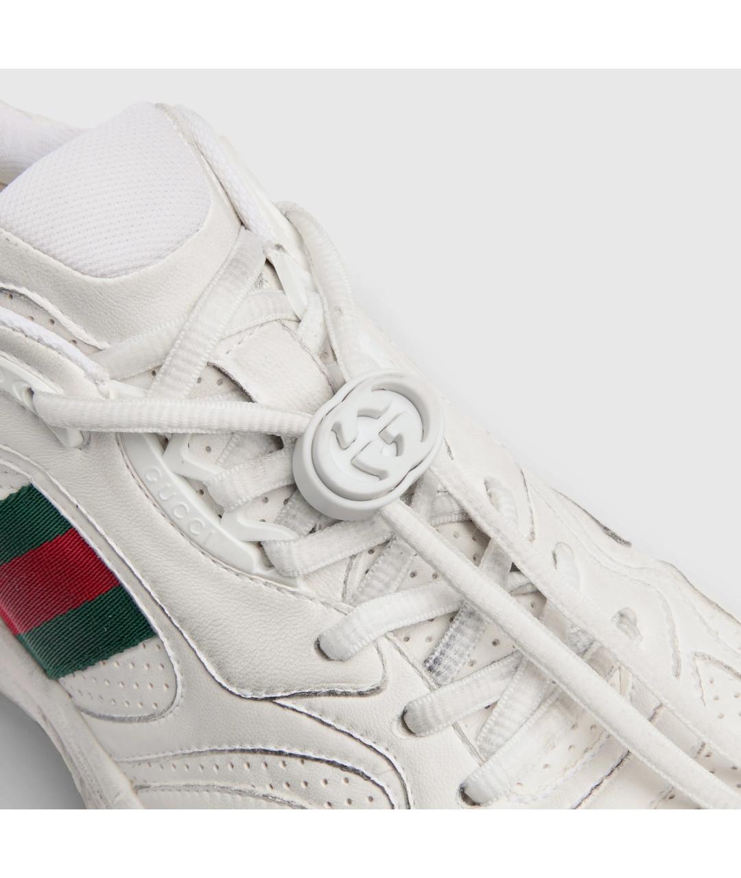 GUCCI Белые кожаные низкие кроссовки / кеды, фото 4
