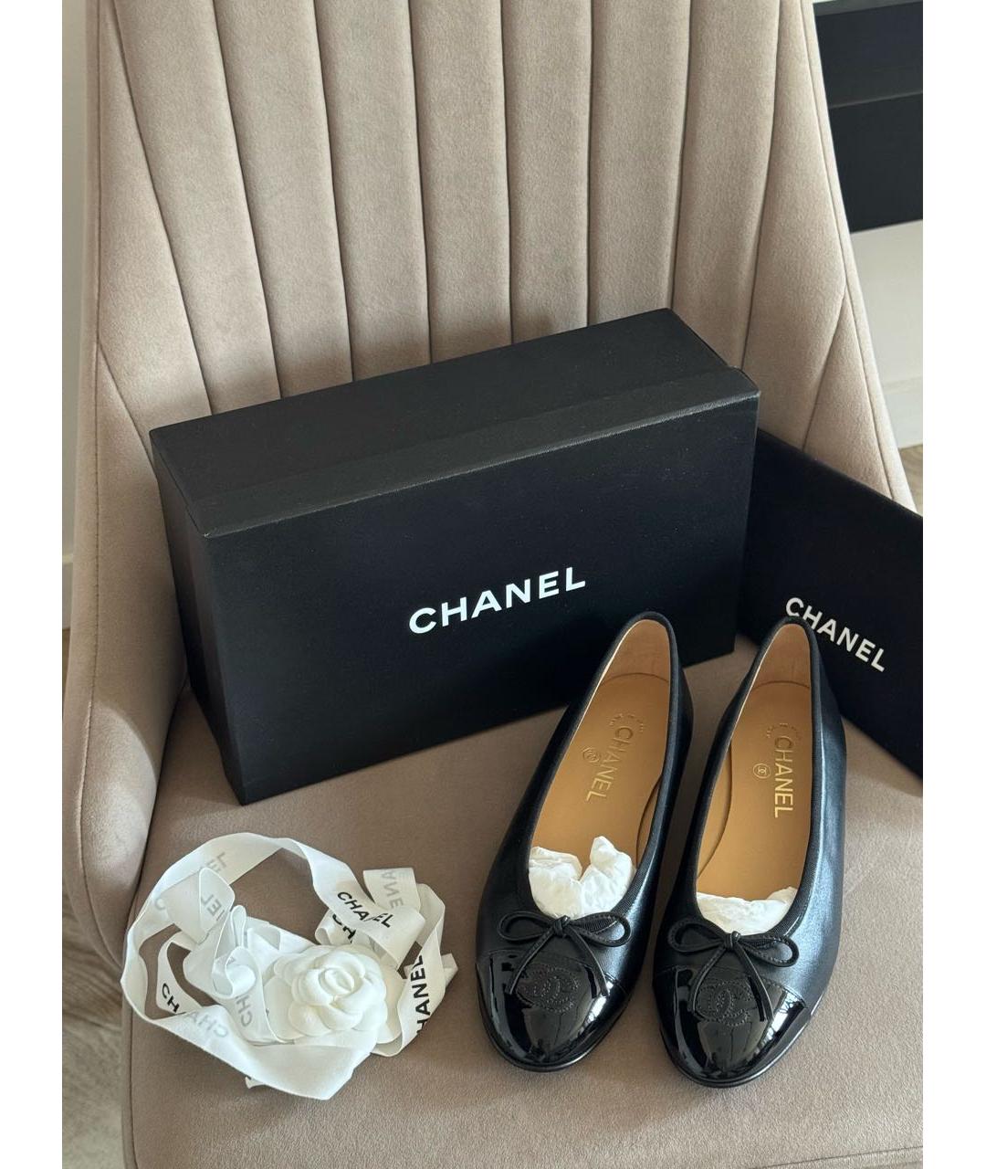 CHANEL Черные кожаные туфли, фото 2