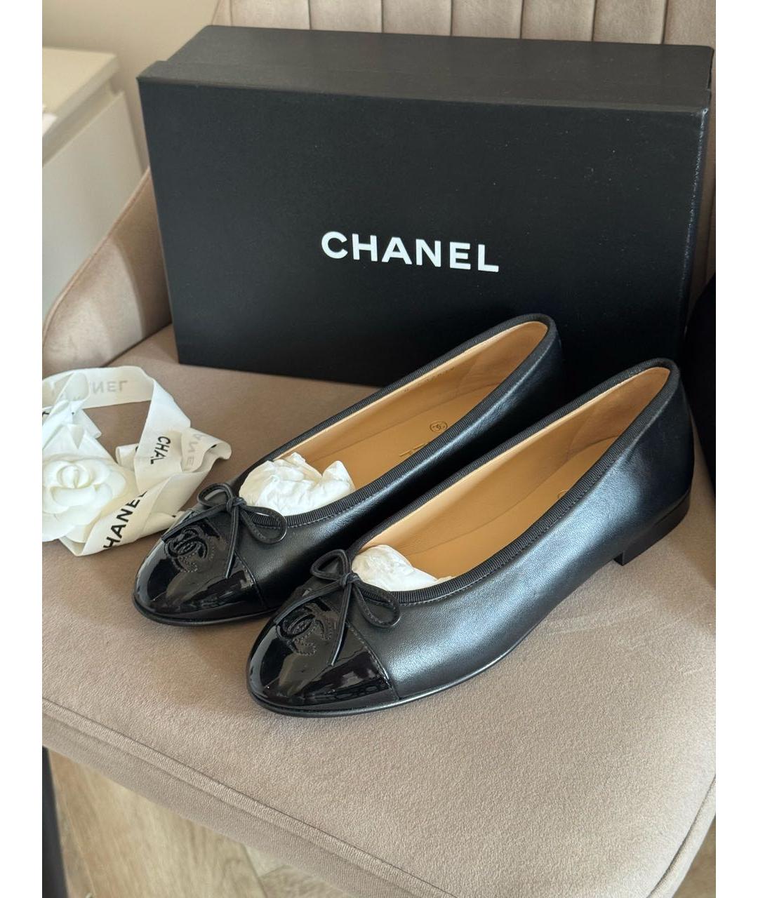 CHANEL Черные кожаные туфли, фото 6