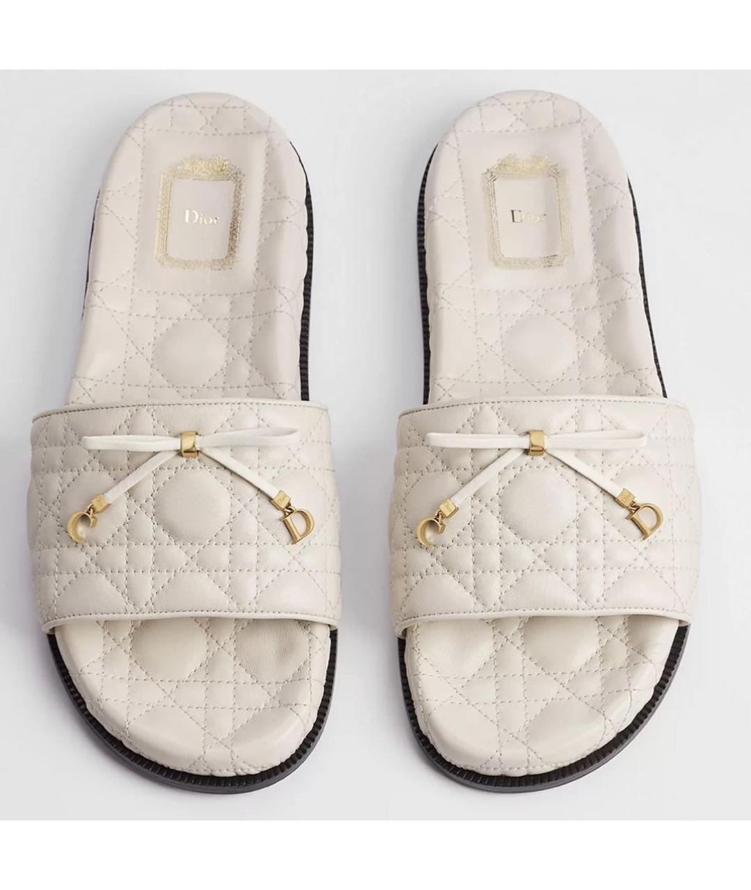 CHRISTIAN DIOR Белые кожаные мюли, фото 2