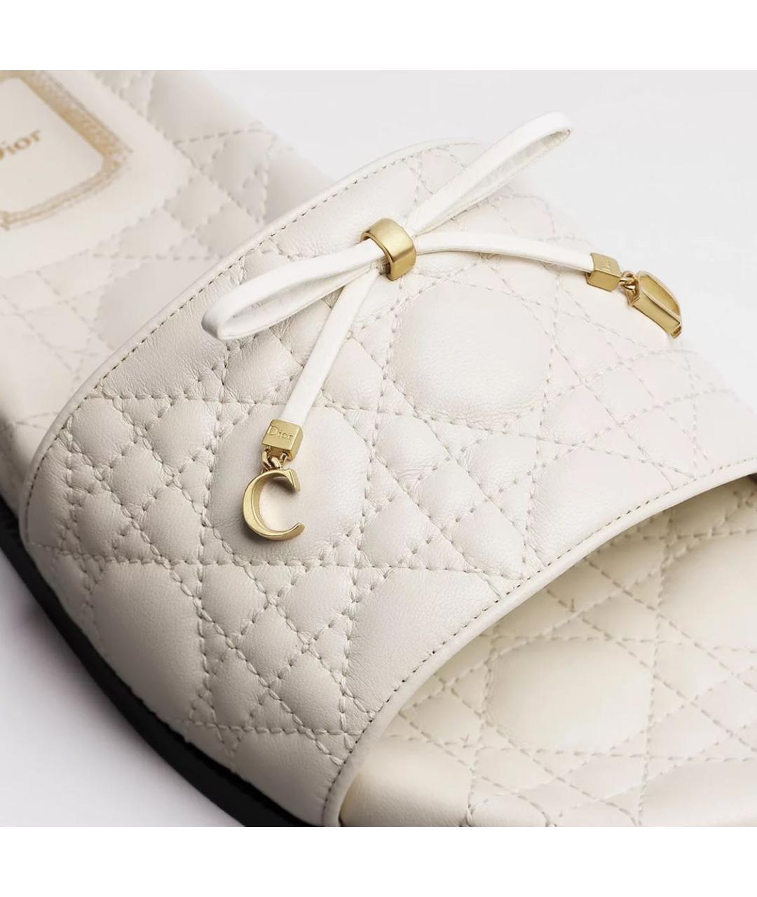 CHRISTIAN DIOR Белые кожаные мюли, фото 3