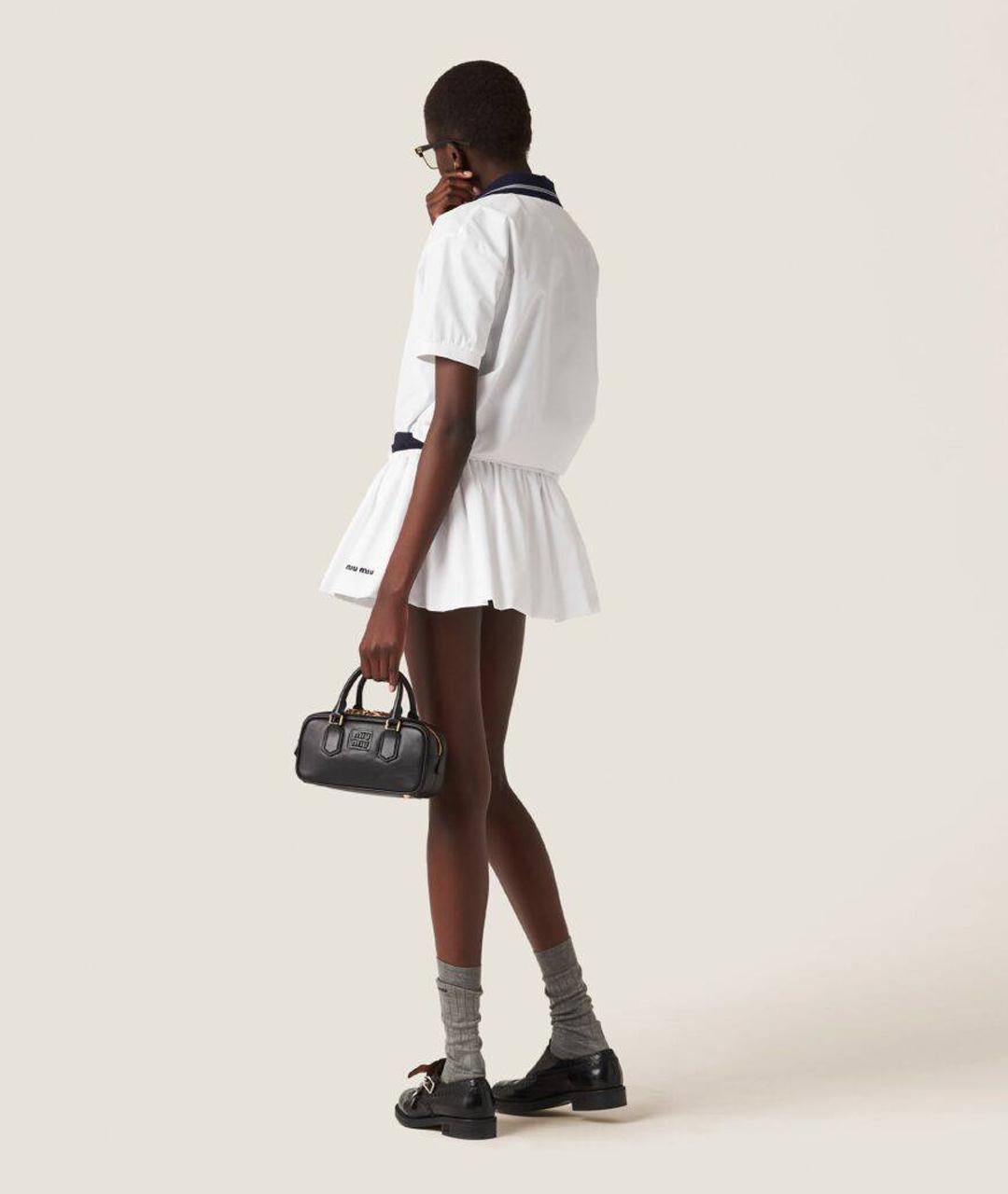 MIU MIU Белая хлопковая юбка мини, фото 8