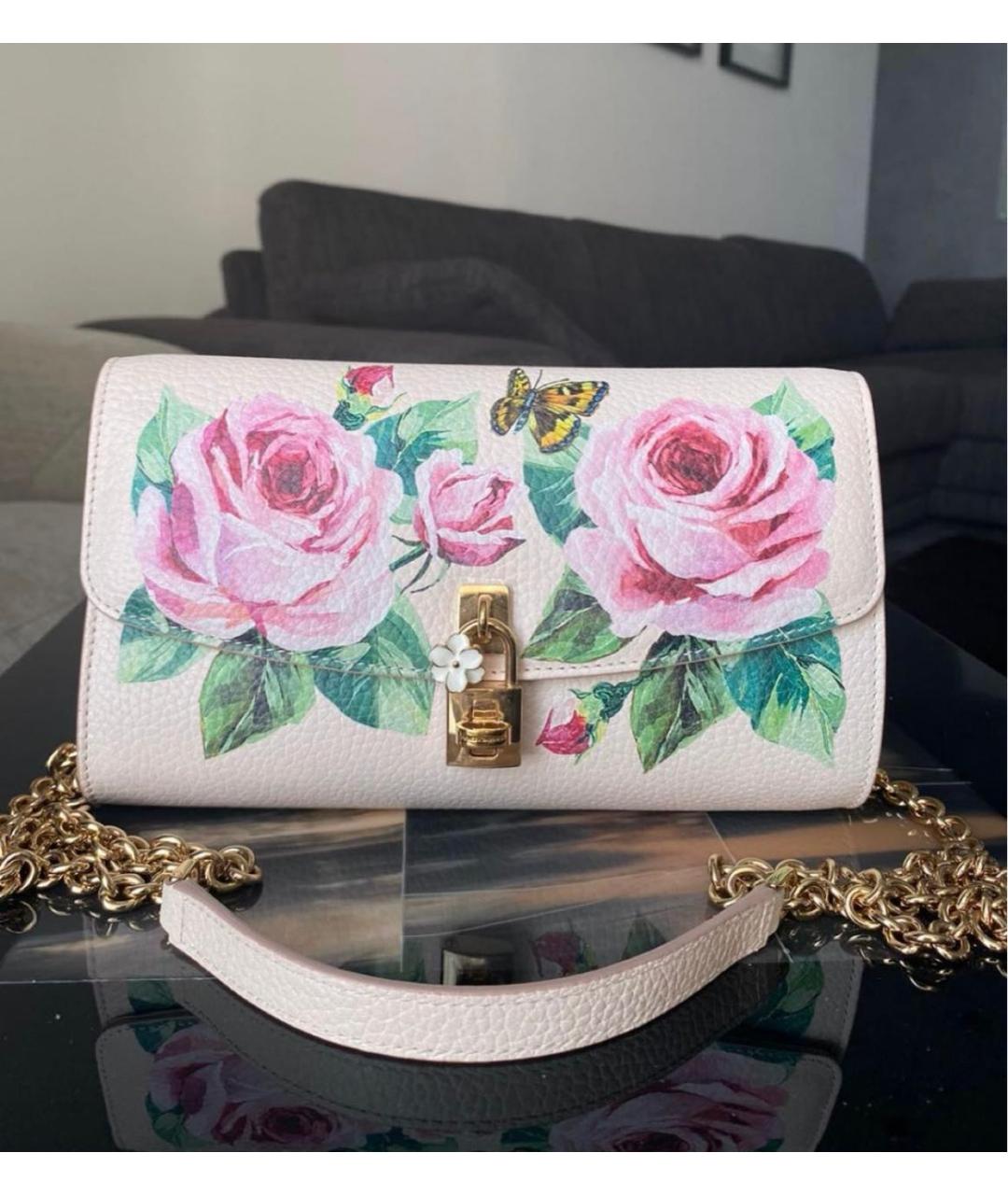 DOLCE&GABBANA Бежевая кожаная сумка через плечо, фото 5
