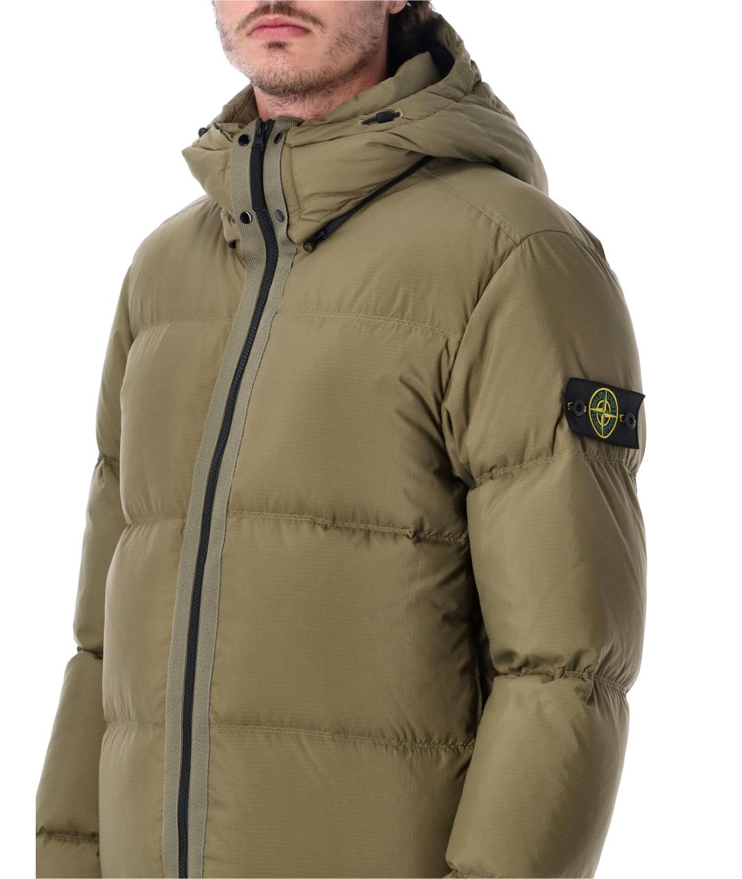 STONE ISLAND Хаки полиамидовый пуховик, фото 3