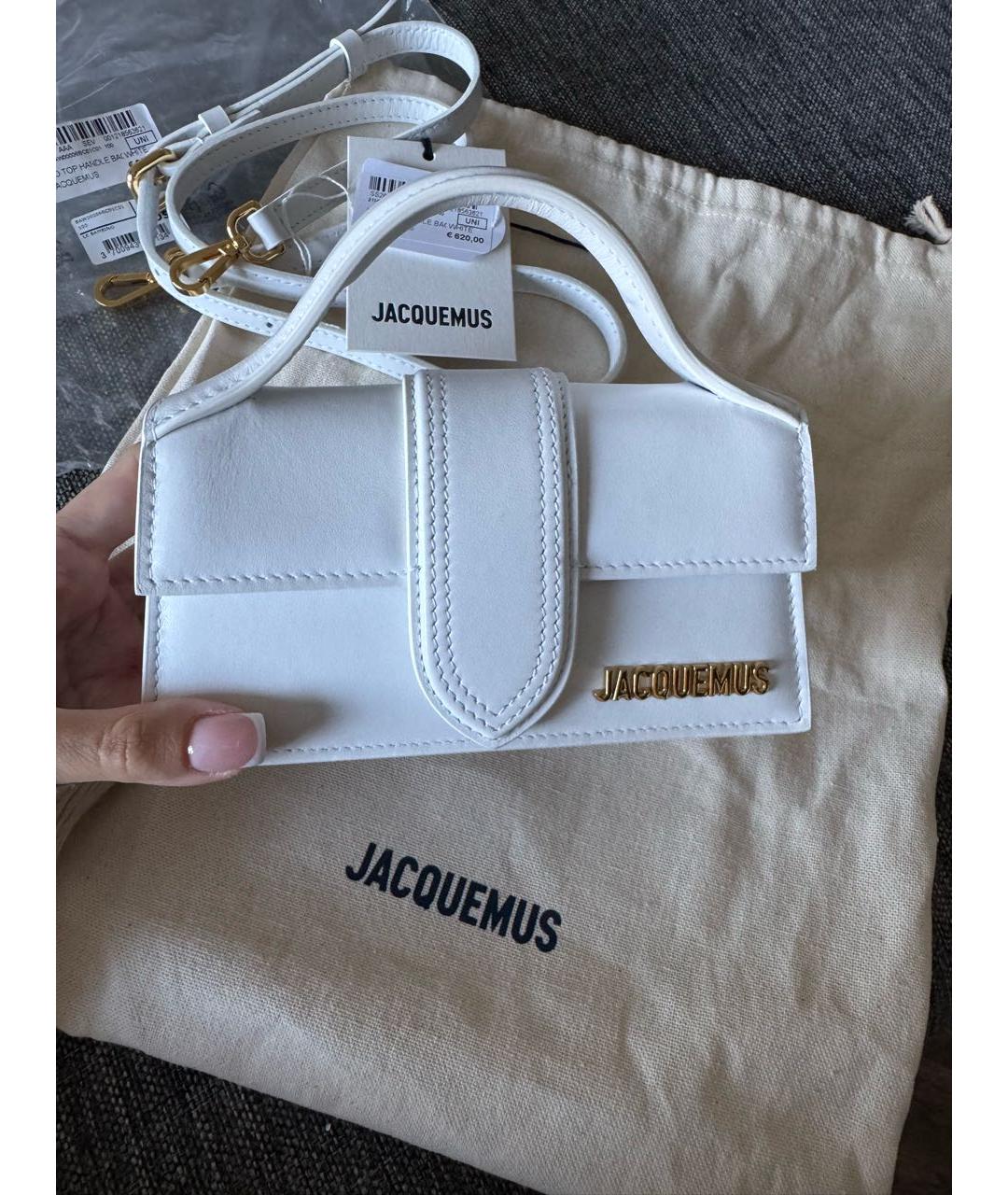 JACQUEMUS Белая кожаная сумка с короткими ручками, фото 6