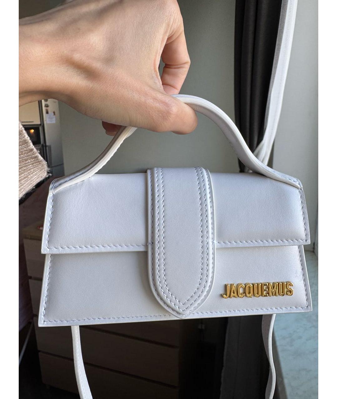 JACQUEMUS Белая кожаная сумка с короткими ручками, фото 8