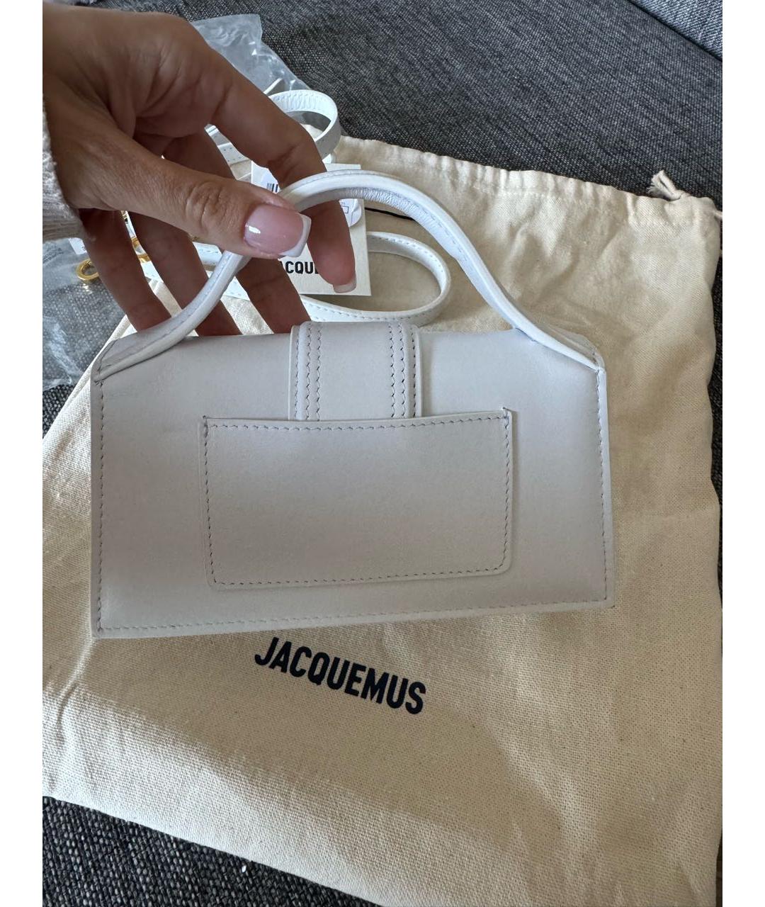 JACQUEMUS Белая кожаная сумка с короткими ручками, фото 3