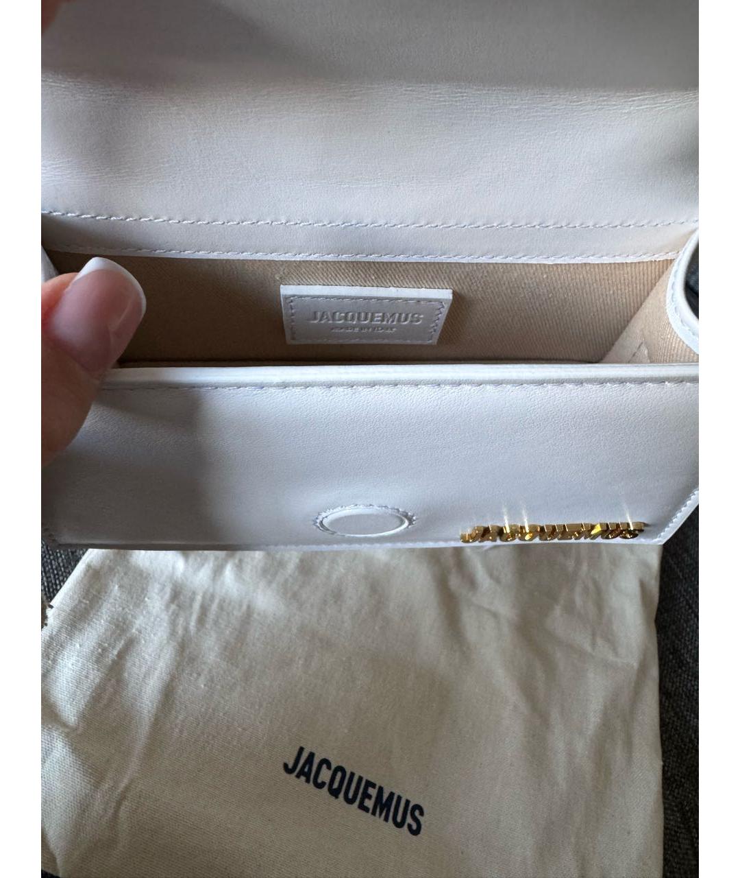 JACQUEMUS Белая кожаная сумка с короткими ручками, фото 4