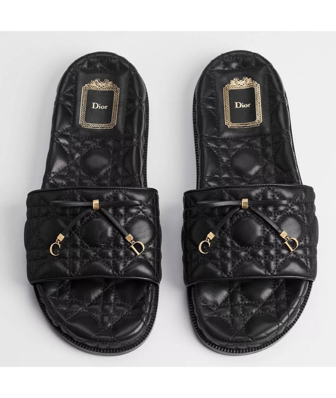 CHRISTIAN DIOR Черные кожаные мюли, фото 3