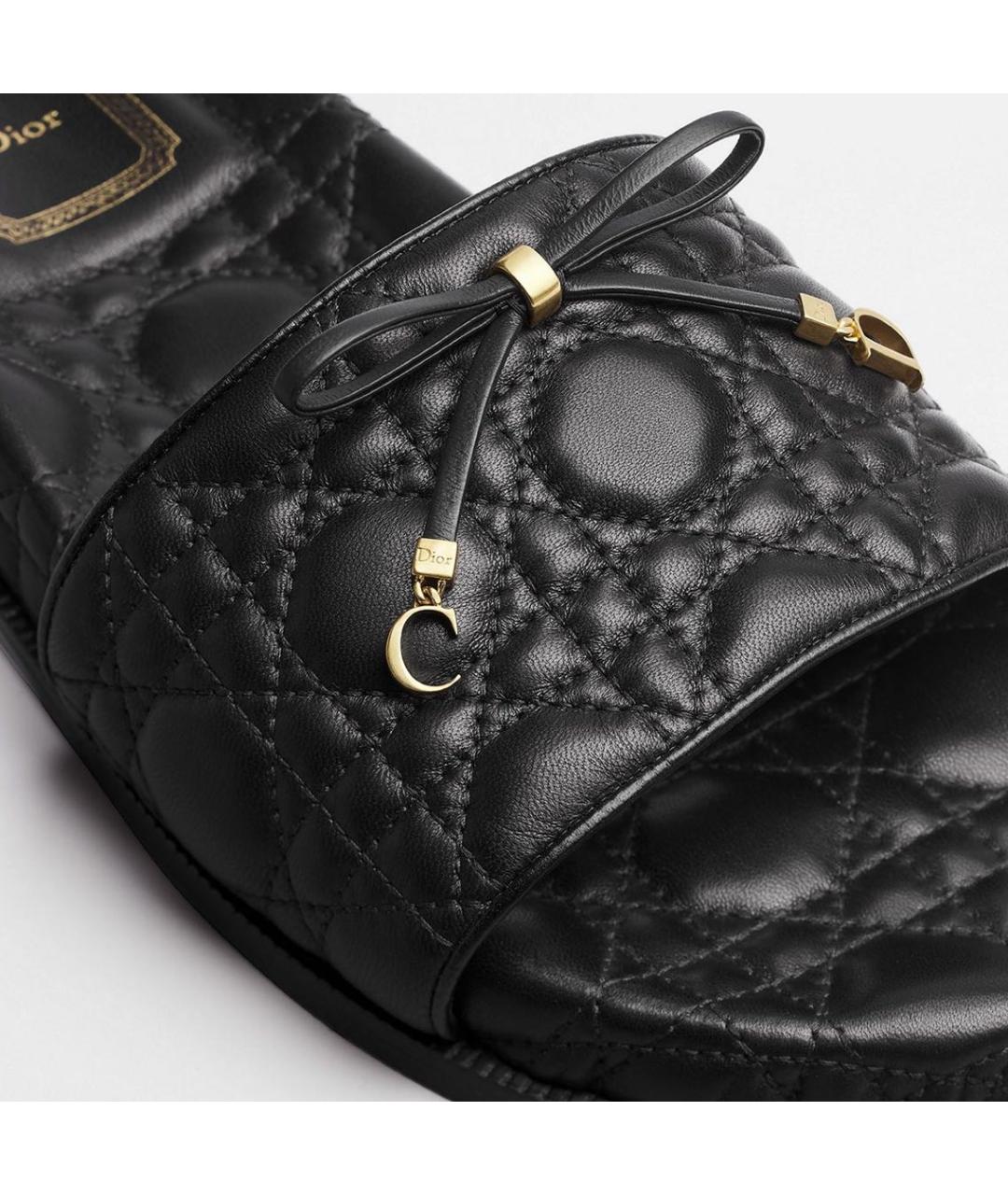 CHRISTIAN DIOR Черные кожаные мюли, фото 2