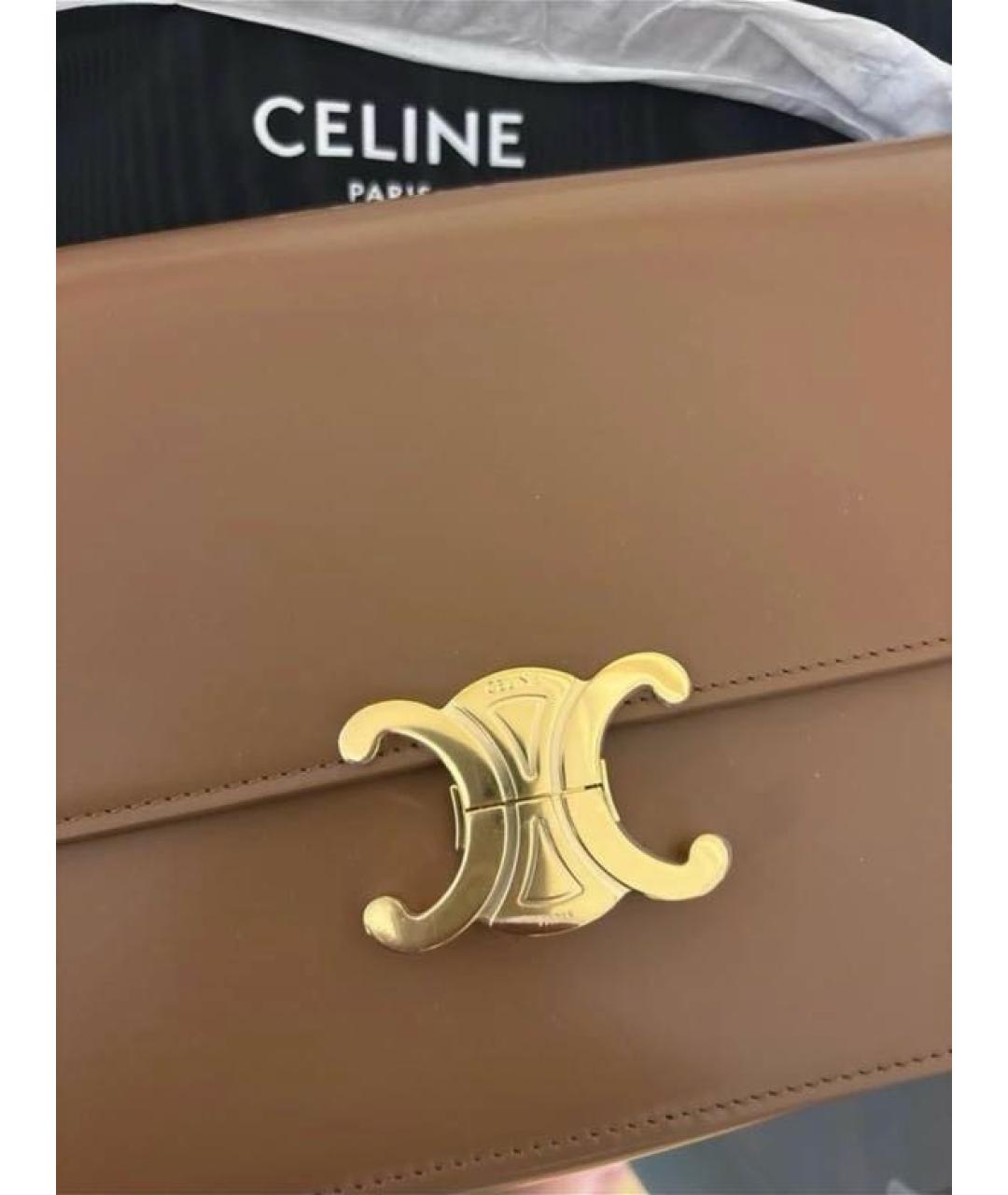 CELINE Коричневая кожаная сумка через плечо, фото 3