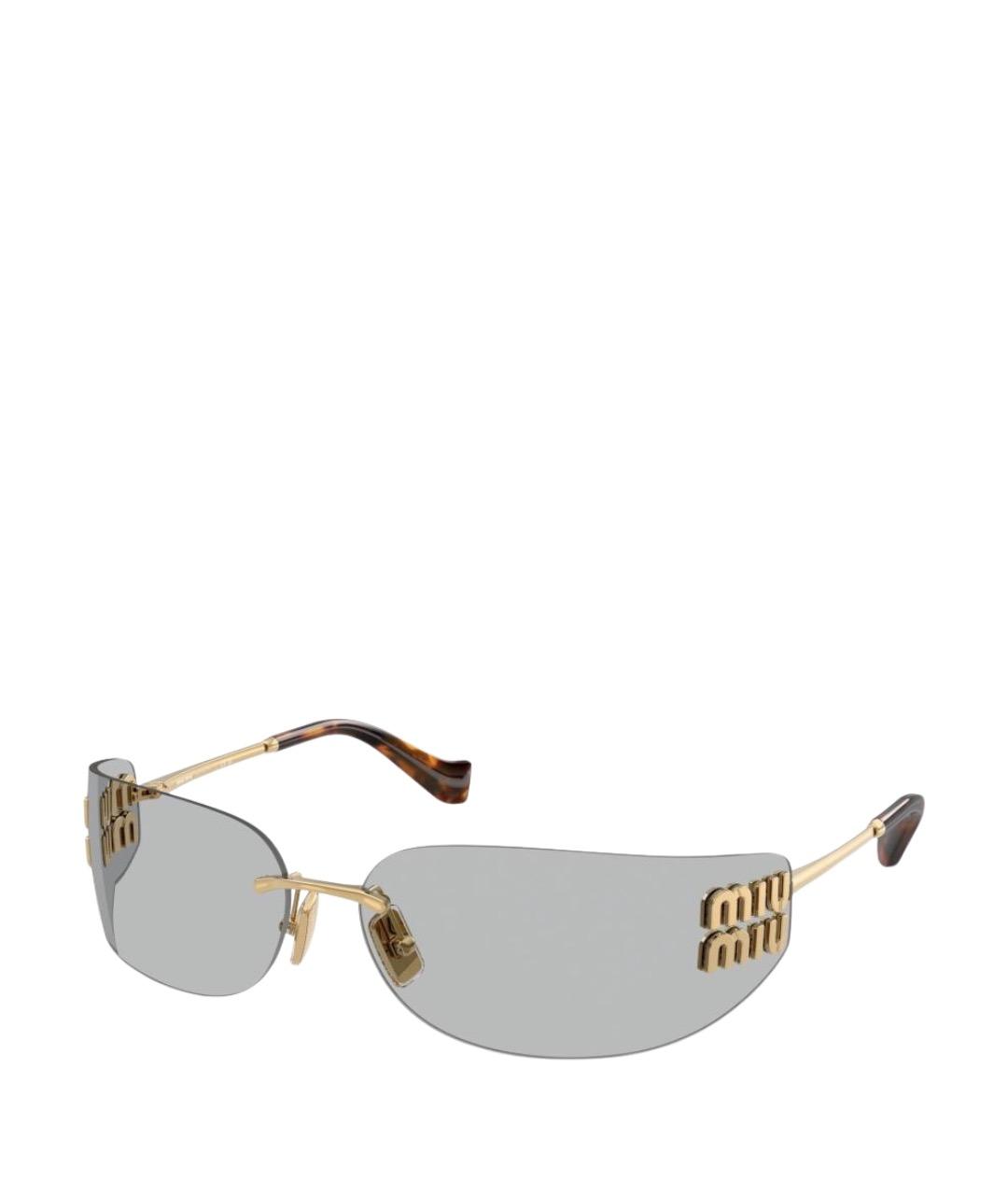 MIU MIU Золотые металлические солнцезащитные очки, фото 1