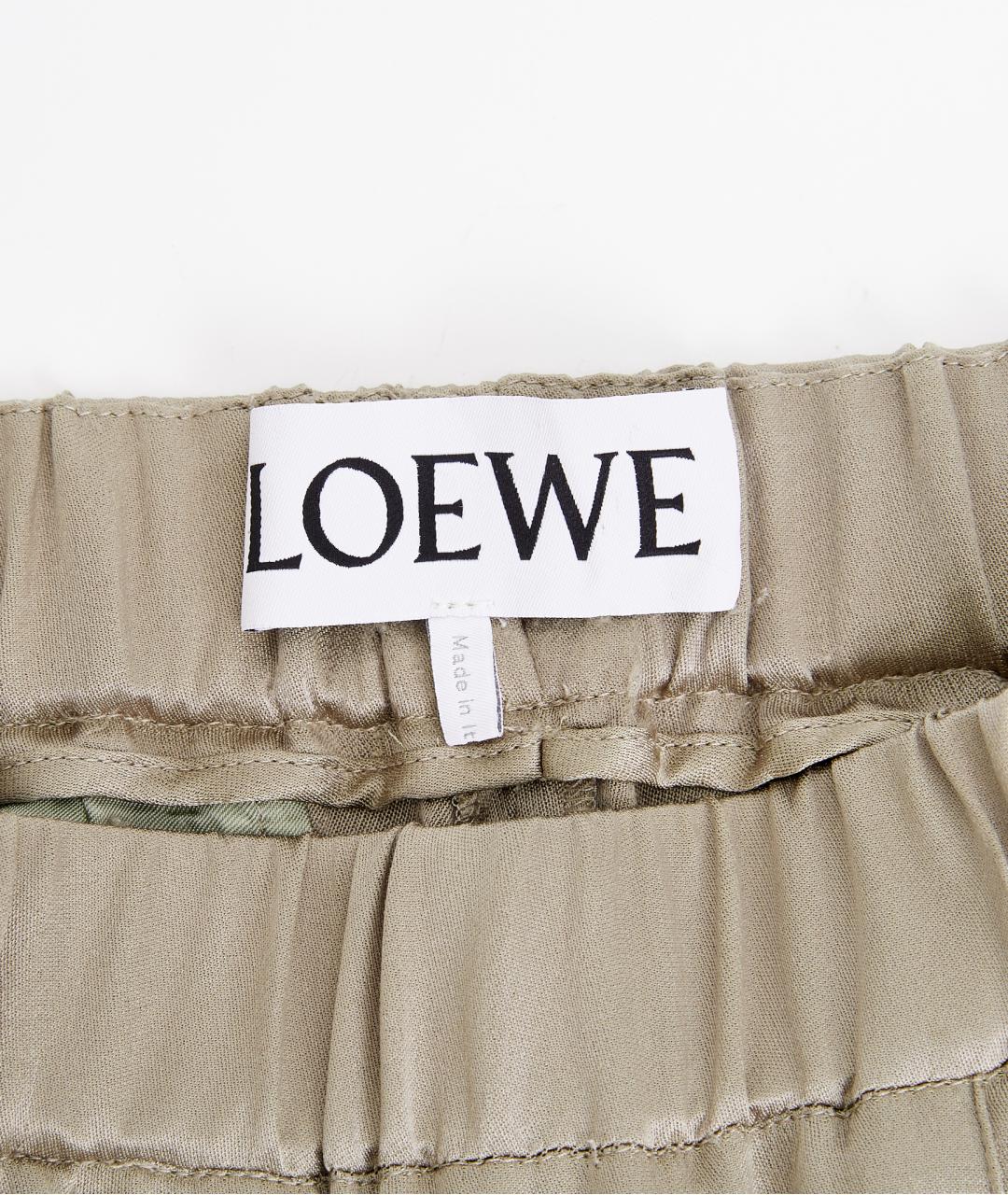 LOEWE Хаки шелковые прямые брюки, фото 3