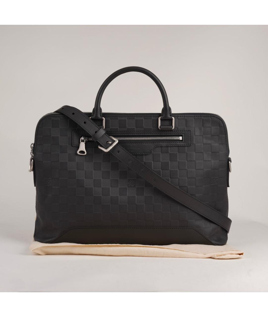 LOUIS VUITTON Черный кожаный портфель, фото 2