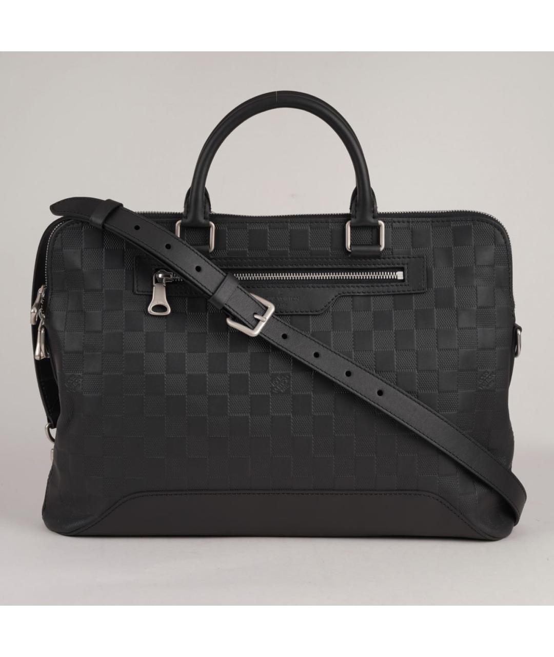 LOUIS VUITTON Черный кожаный портфель, фото 9