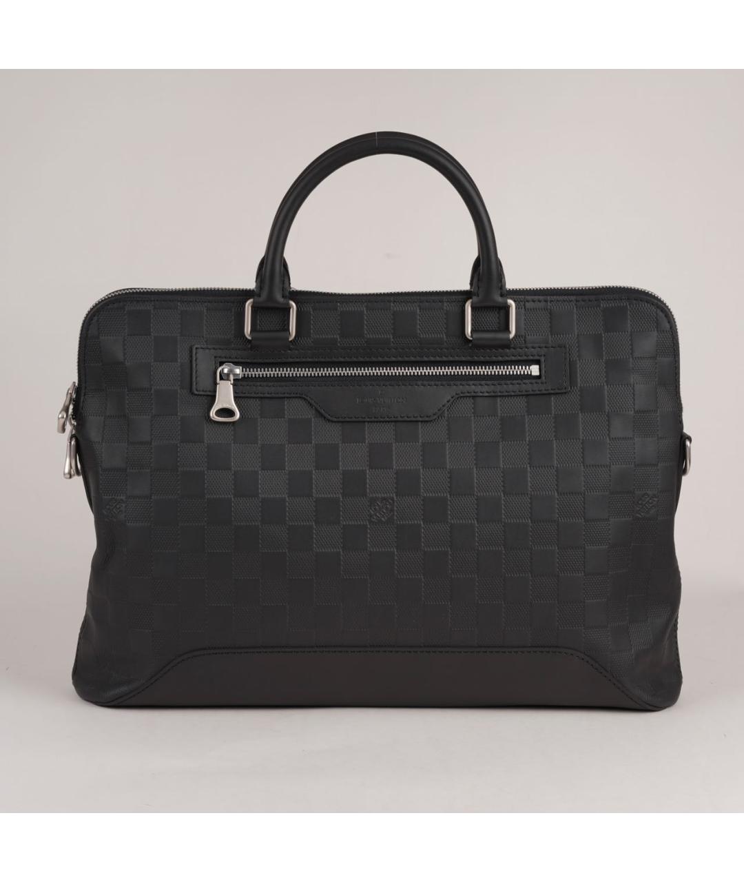 LOUIS VUITTON Черный кожаный портфель, фото 3
