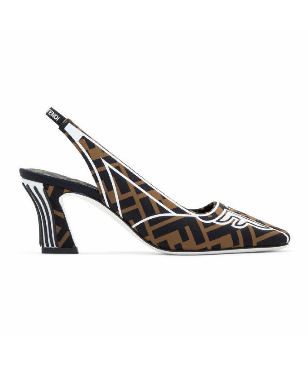 FENDI Коричневые текстильные туфли, фото 6