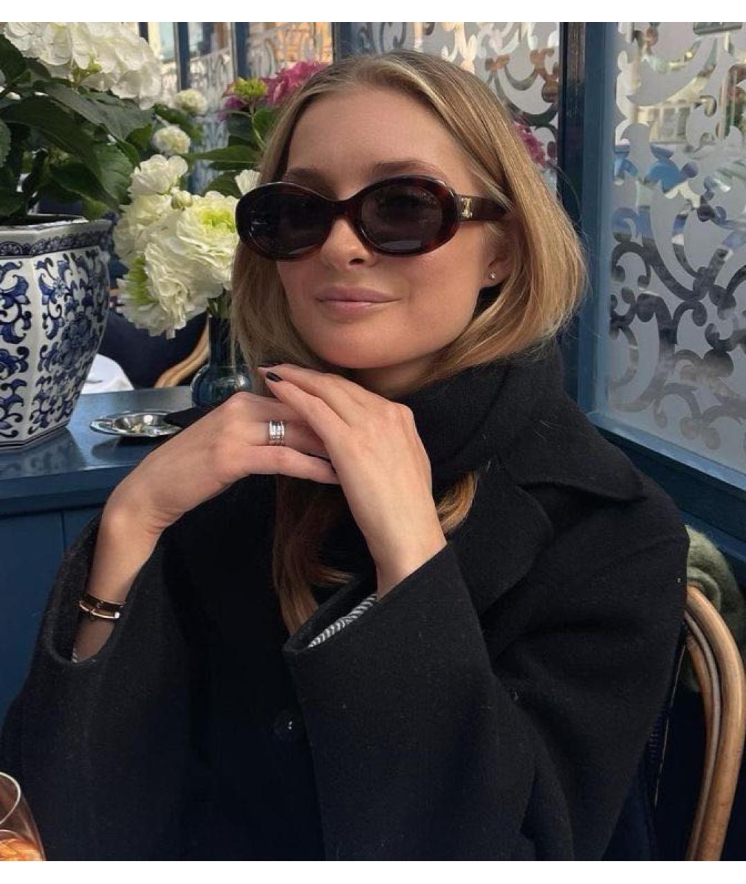 CELINE Коричневые пластиковые солнцезащитные очки, фото 3