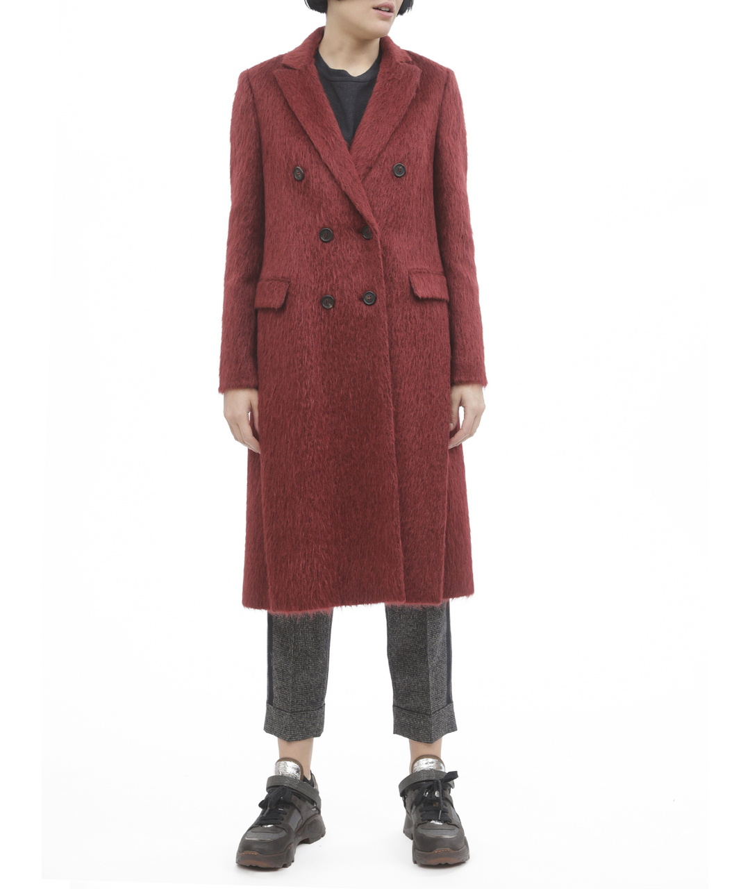 BRUNELLO CUCINELLI Красное шерстяное пальто, фото 4