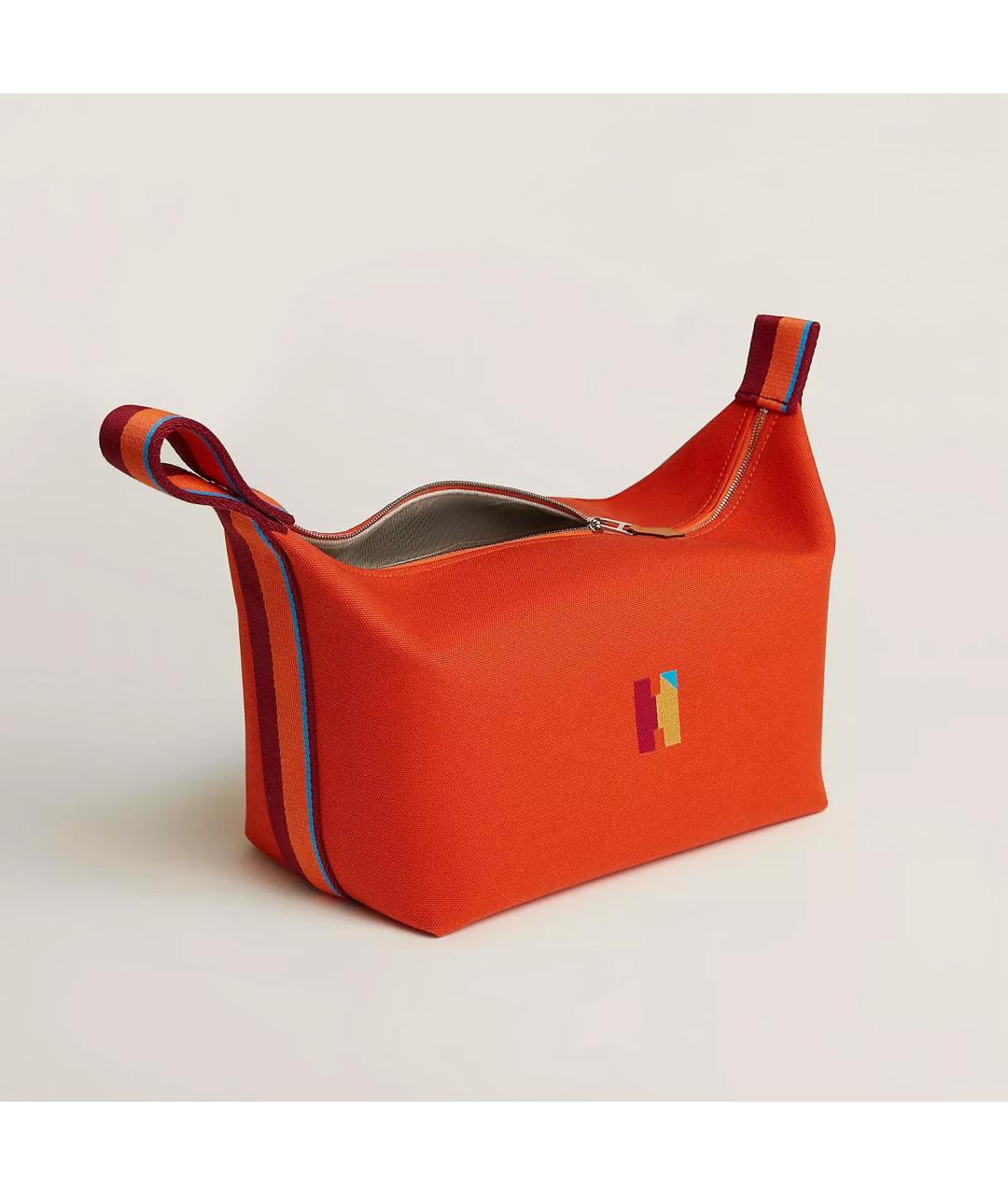 HERMES Оранжевая хлопковая косметичка, фото 3