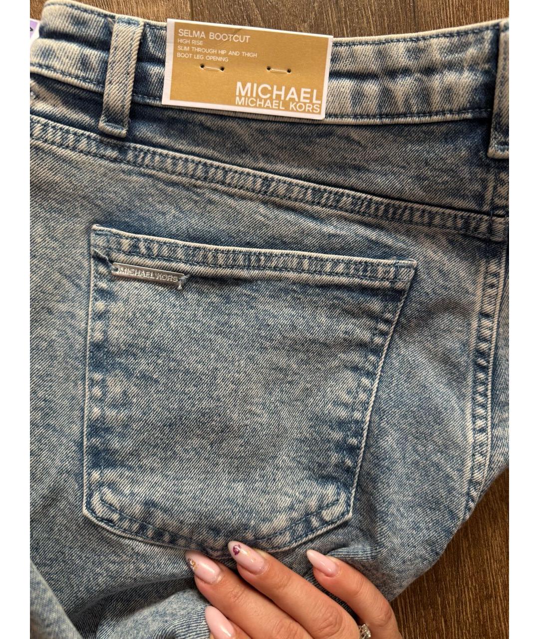 MICHAEL MICHAEL KORS Голубые хлопковые прямые джинсы, фото 4
