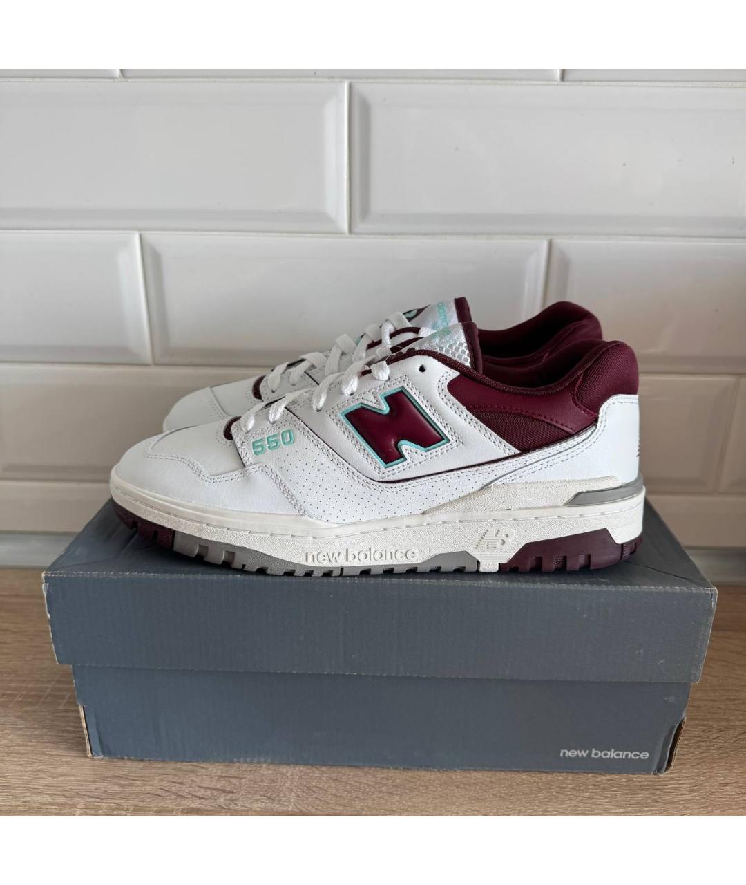 NEW BALANCE Бордовые кожаные низкие кроссовки / кеды, фото 2