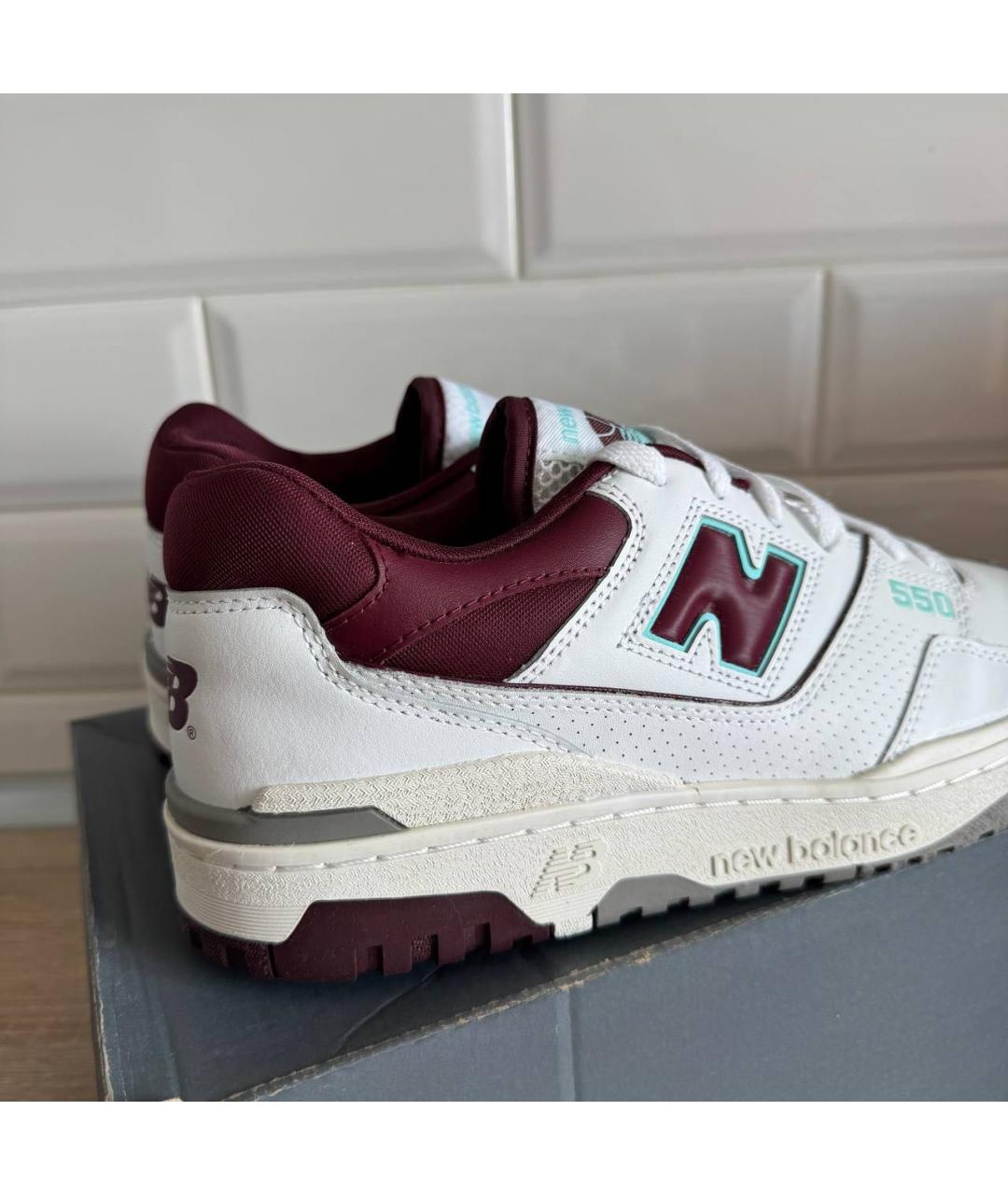 NEW BALANCE Бордовые кожаные низкие кроссовки / кеды, фото 4