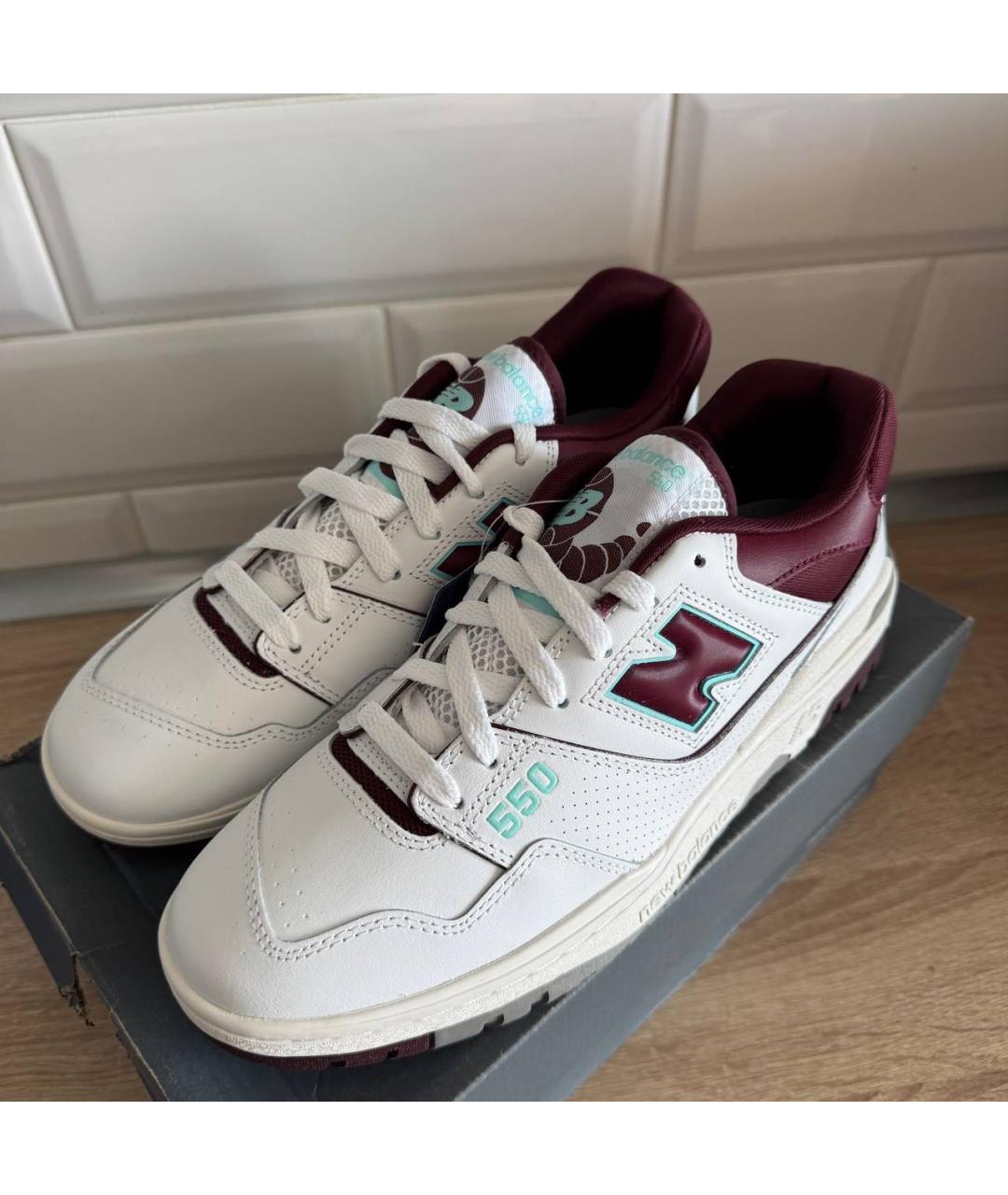 NEW BALANCE Бордовые кожаные низкие кроссовки / кеды, фото 3